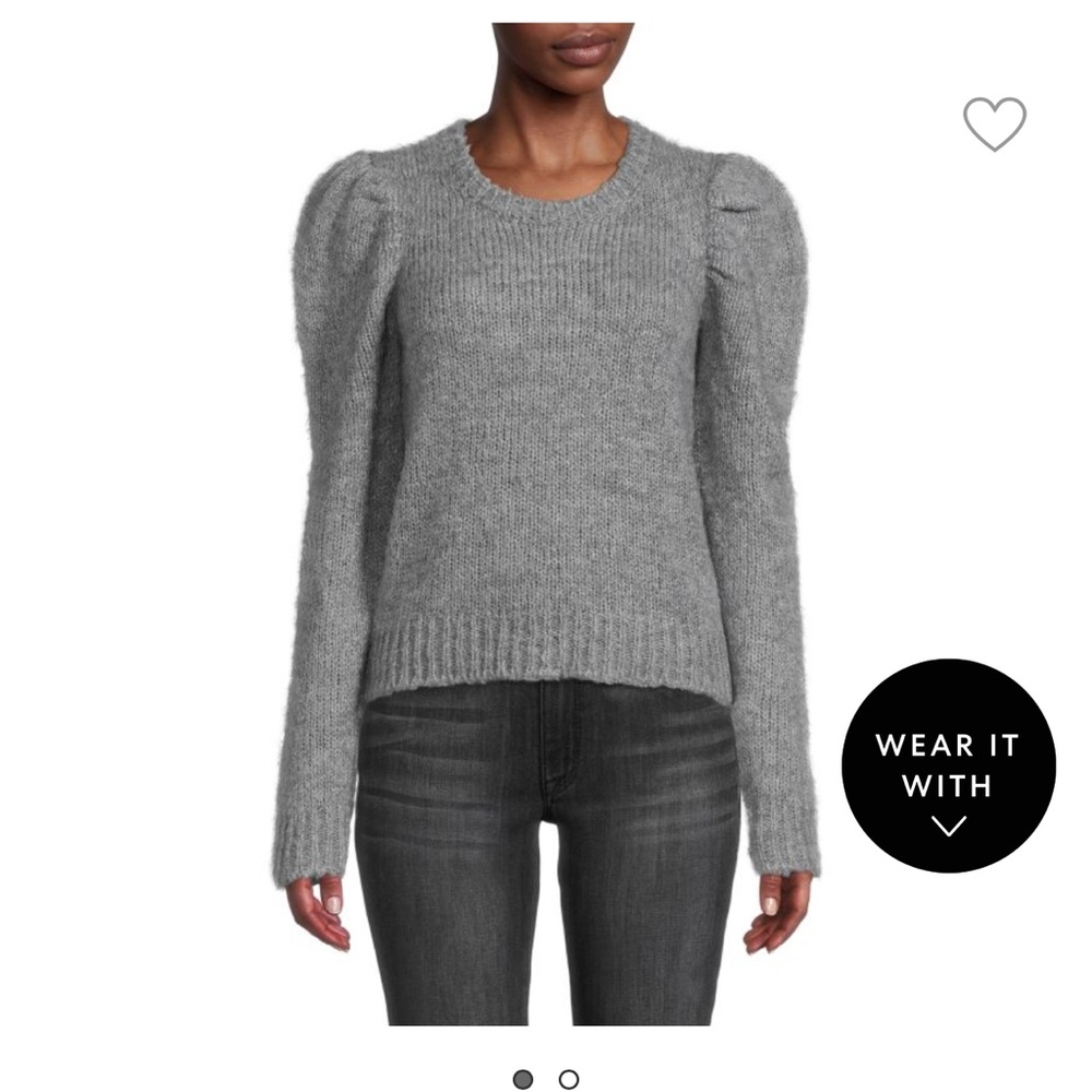 Derek Lam 10 Crosby gray puff sleeve sweater wool alpaca XXL 2x 18 soft
